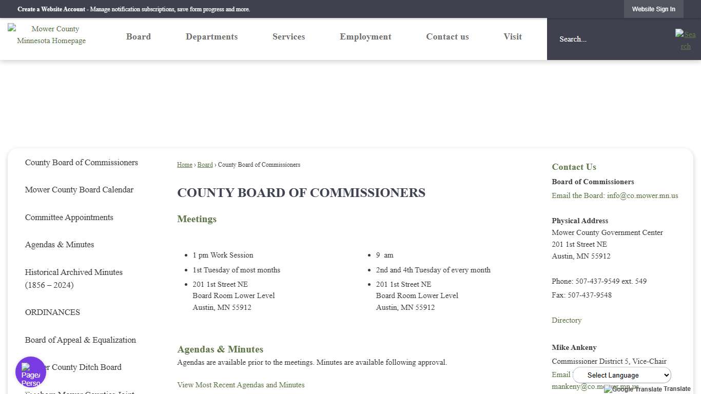 County Board of Commissioners Mower County, MN